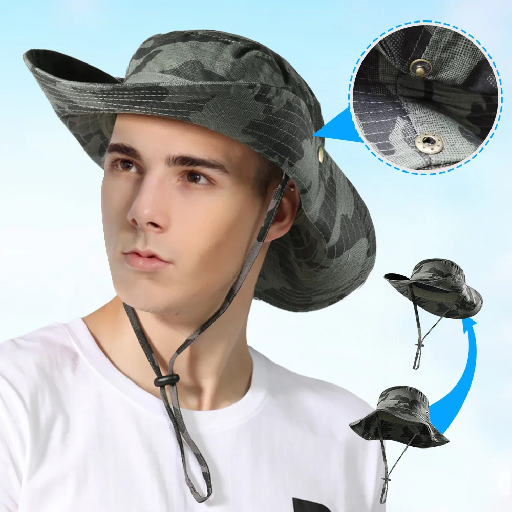 Bonnies-sombreros de cubo tácticos Multicam para hombre y mujer, gorros a prueba de viento, transpirables, a prueba de Sol, para deportes al aire libre, pesca, senderismo, caza - imagen 5