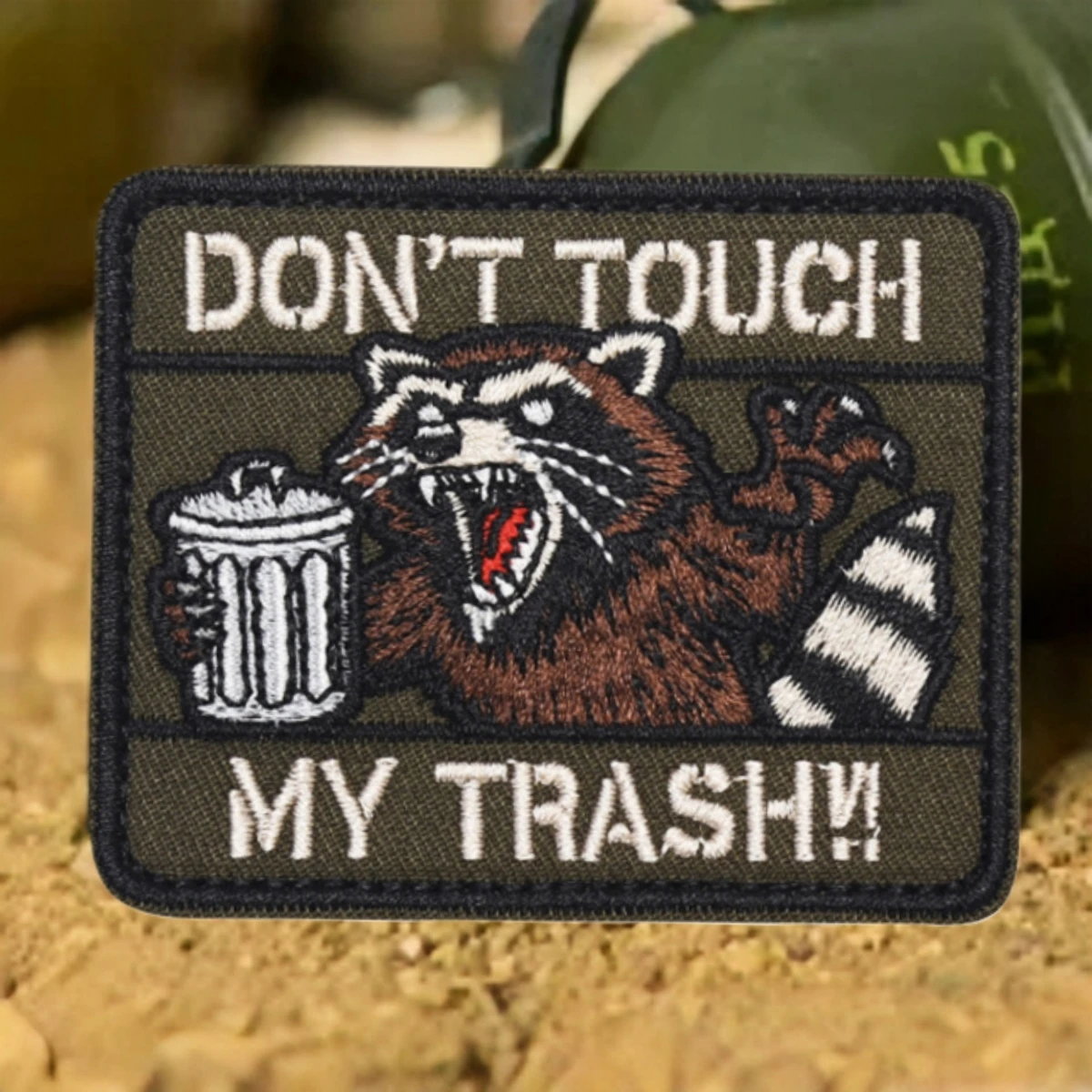 Parche de mapache "Don't Touch My Trash", insignia de moral táctica, parches de gancho y bucle impresos para ropa, apliques militares personalizados