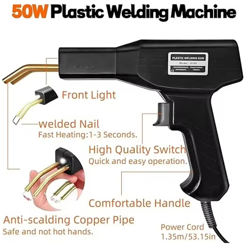 Soldador de guardabarros de plástico, pistola de clavos caliente para parachoques de coche, Kit de herramientas de garaje de reparación de PVC, Kit de reparación, máquina de soldadura - imagen 3
