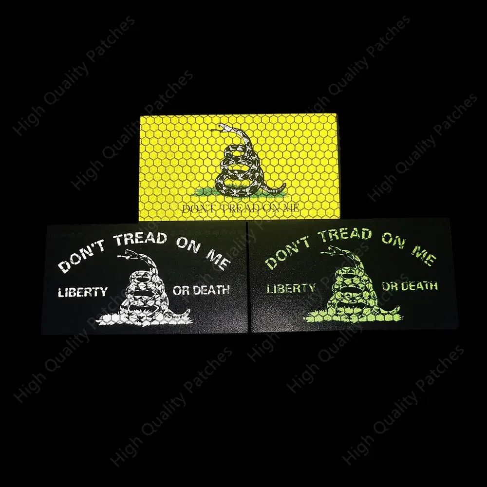 Gadsden-Parche de bandera de parodia de serpiente, No Me pise, No paso a paso, insignia táctica IR, aplique reflectante de PVC, Power DTOM