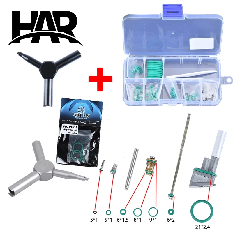 WADSN-Juego de juntas tóricas de goma de flúor para revistas tácticas Airsoft, junta de sellado de anillo de silicona plano verde, llave de válvula de Gas para GBB Gloc1719P1