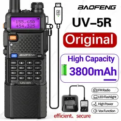 Baofeng UV 5R 3800mAh Walkie Talkie cargador USB de largo alcance UHF VHF doble banda transceptor de Radio bidireccional Radioaficionado para UV K5
