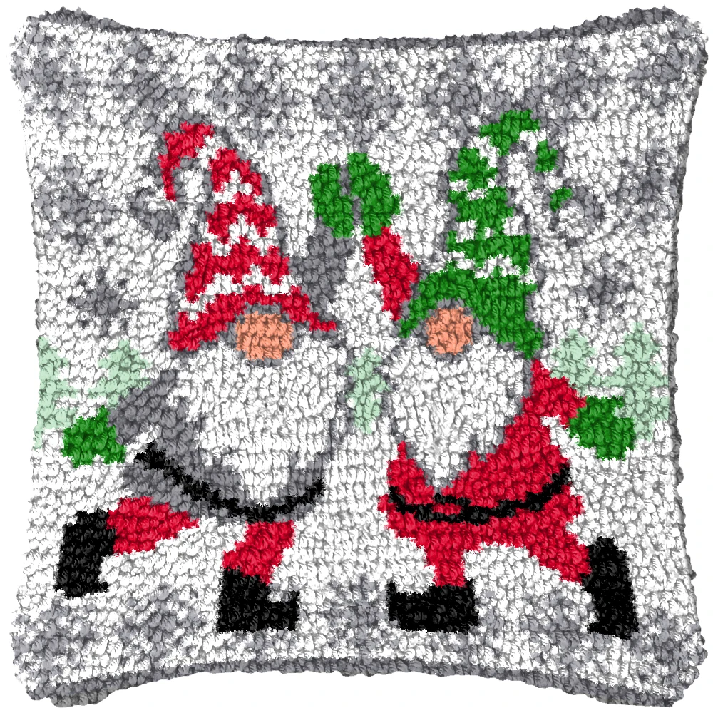 Kit de gancho de pestillo navideño, alfombras, almohada, Kit de gancho de pestillo de Satán Smyrna, Kit de bordado feliz, almohada de punto de cruz, paquete de botones, cojín - imagen 3