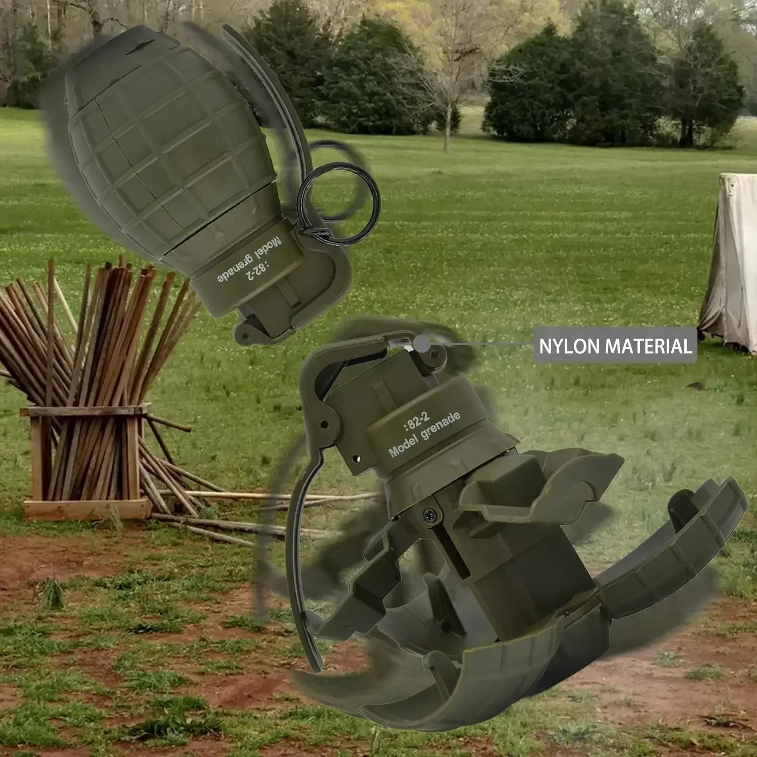 F82-2 juguetes tácticos de granada Airsoft, potente impacto de primavera, tiro de Paintball, granadas de mano de nailon, juguete para juego de batalla CS - imagen 4