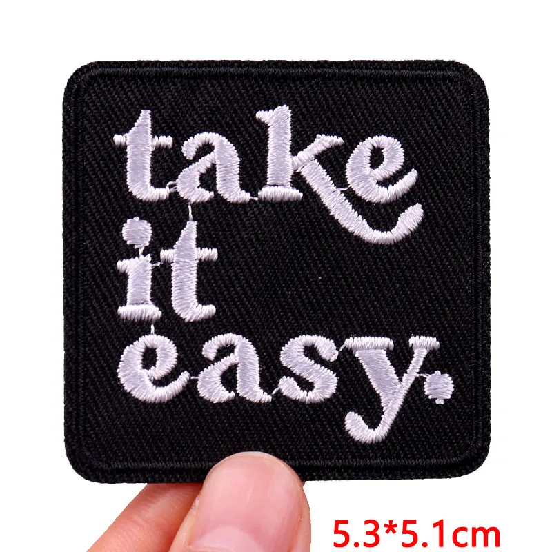 Take It Easy parches con eslogan de letras, parche bordado DIY, parches para planchar para ropa, chaqueta, apliques para coser, parches de letras de dibujos animados - imagen 5