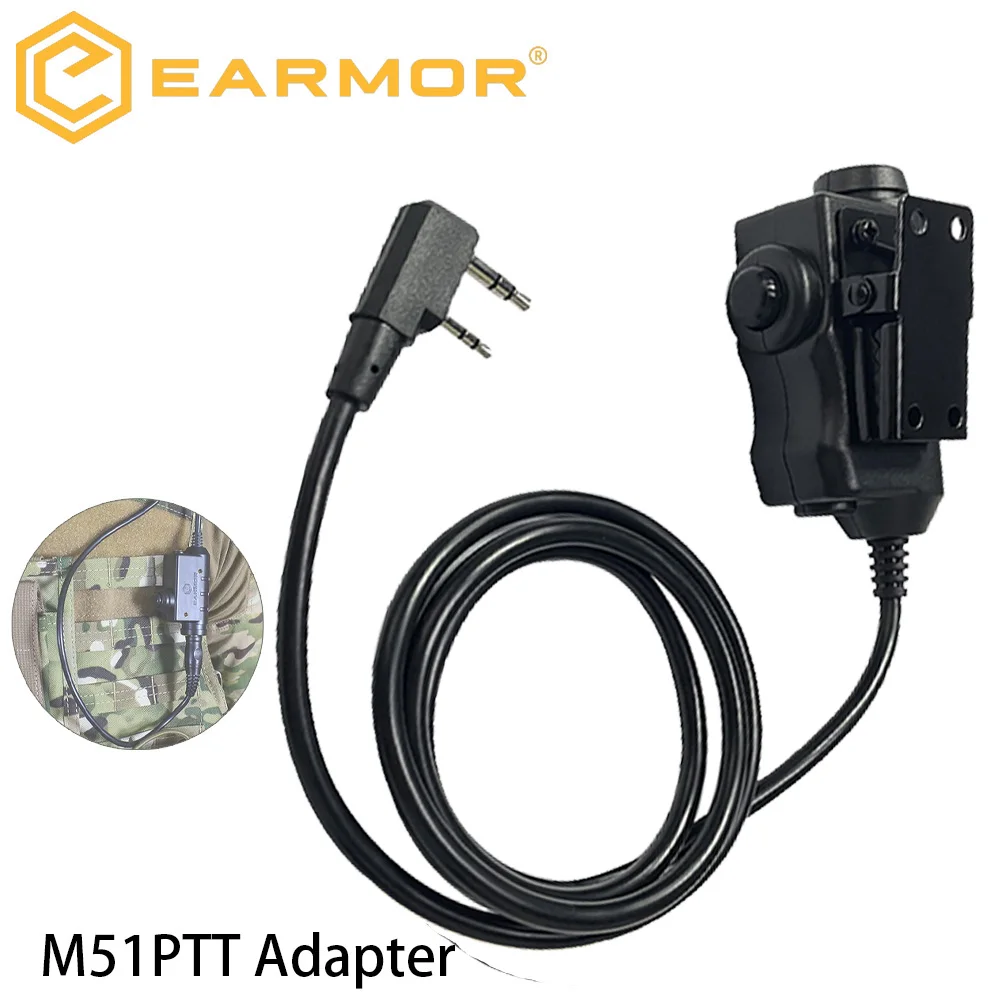 EARMOR M51 PTT adaptador Airsoft auriculares tácticos enchufe de teléfono accesorio de auriculares tácticos caza botón de disparo auriculares PTT