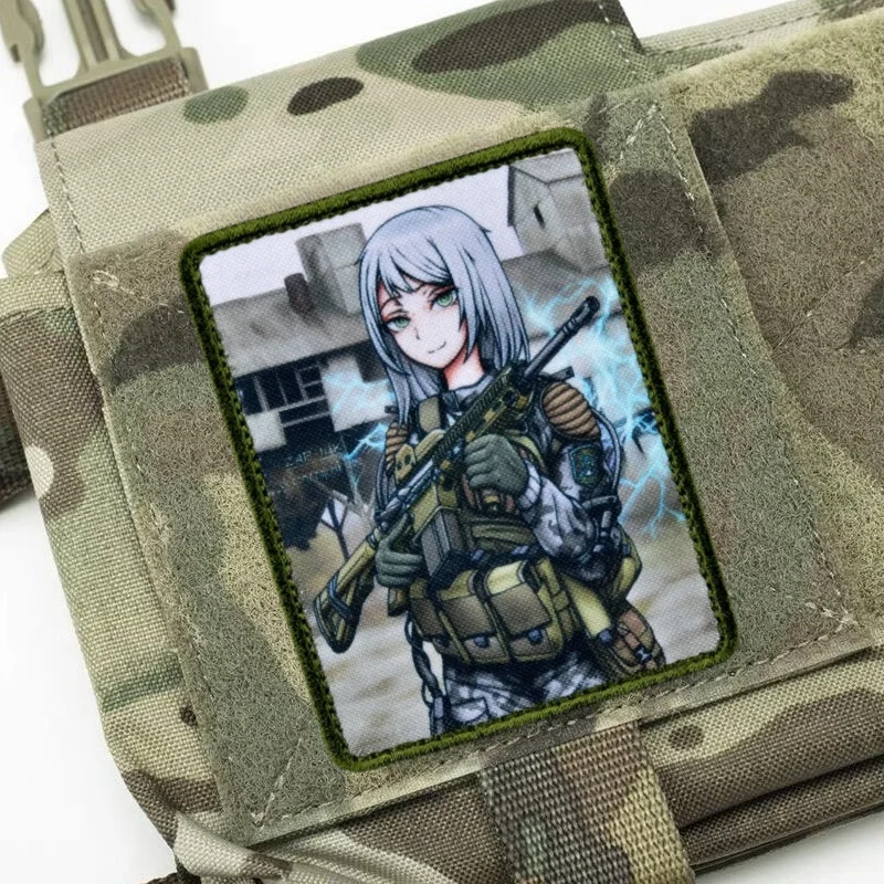 Parche de insignia de moral de soldado de belleza, pegatinas de accesorios de mochila de gancho y bucle, estampado de ejército militar táctico "terrifying" - imagen 2
