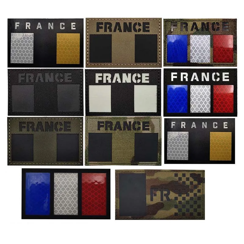 Parches bordados con apliques de emblema de moral de la bandera de Francia, insignia francesa reflectante infrarroja, pegatinas de brazalete militar, parche táctico - imagen 2
