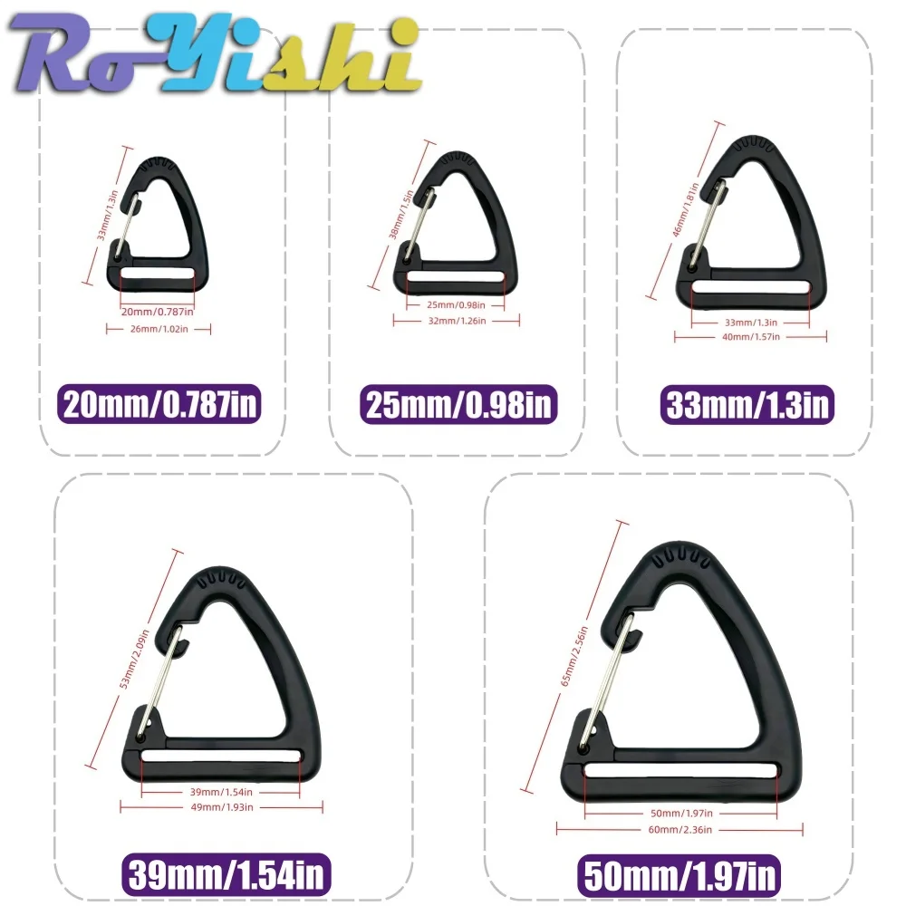 10-100 unids/pack resorte de plástico Quickdraws Clip ganchos llavero hebillas de cinturón mosquetón triangular para mochila accesorios DIY - imagen 3