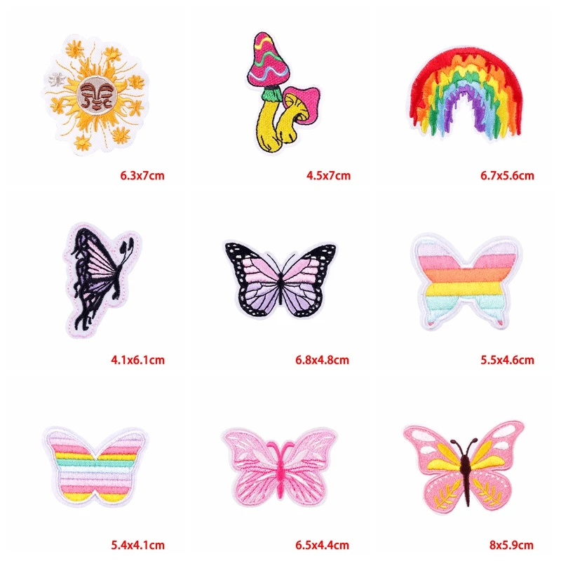 10 Uds parche bordado de dibujos animados DIY mariposa colorida parches para planchar para ropa parches termoadhesivos en decoración de ropa - imagen 3