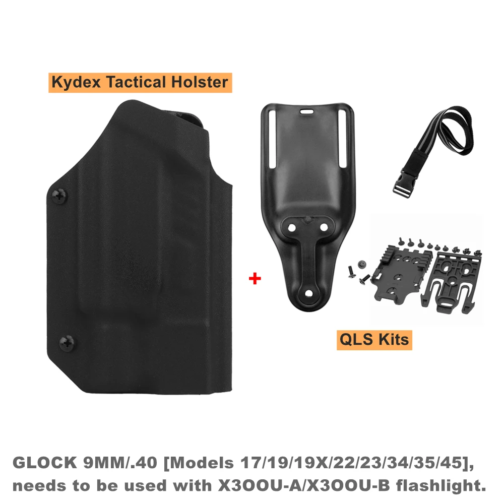 Funda táctica Kydex portátil y ligera de extracción rápida que se adapta perfectamente a pistolas Glock17 19 19x 22 con linterna de X3OOU-A/X3OOU-B - imagen 3