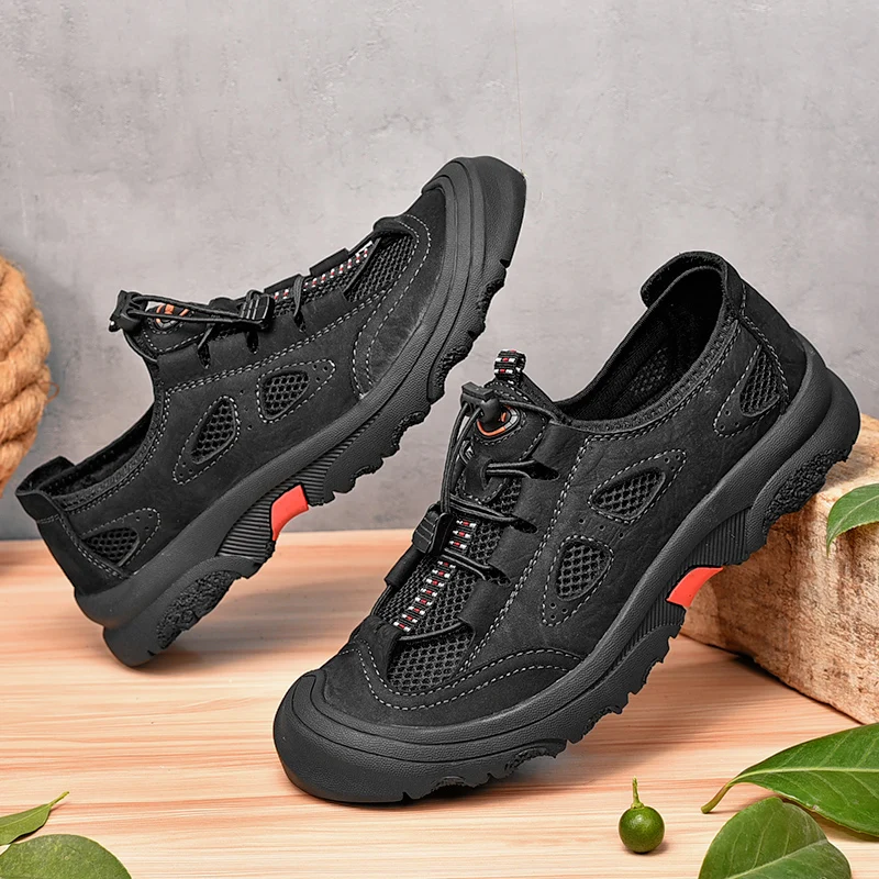 HIKEUP-zapatos informales de cuero hechos a mano para hombre, zapatillas de diseño, cómodos, clásicos, informales, de marca famosa, de alta calidad - imagen 2