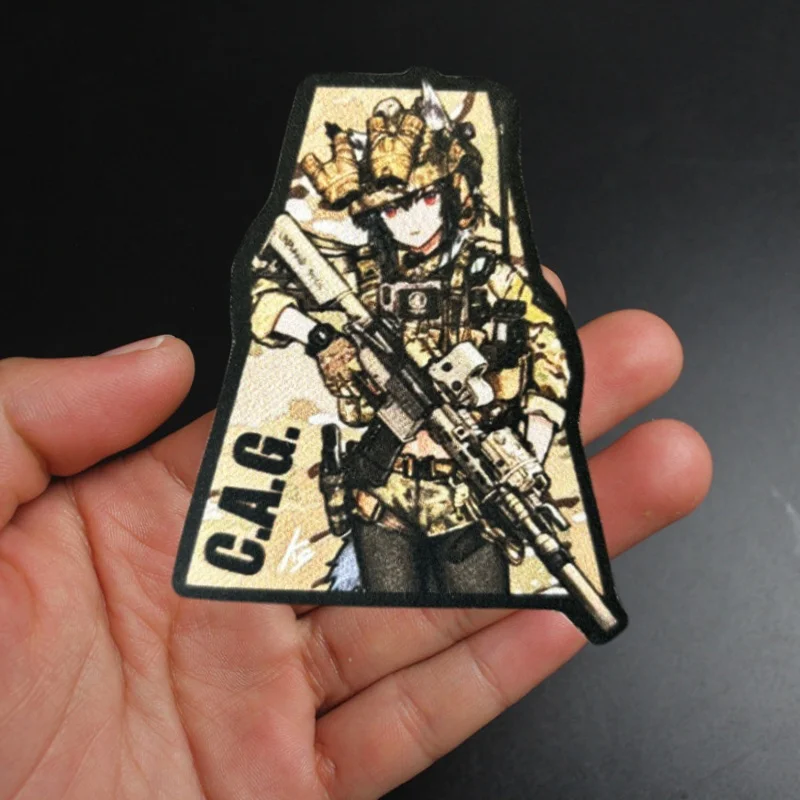 Parche táctico de Anime con estampado de chica para ropa, insignia de moral, parche militar con gancho, pegatina para mochila, brazalete - imagen 2