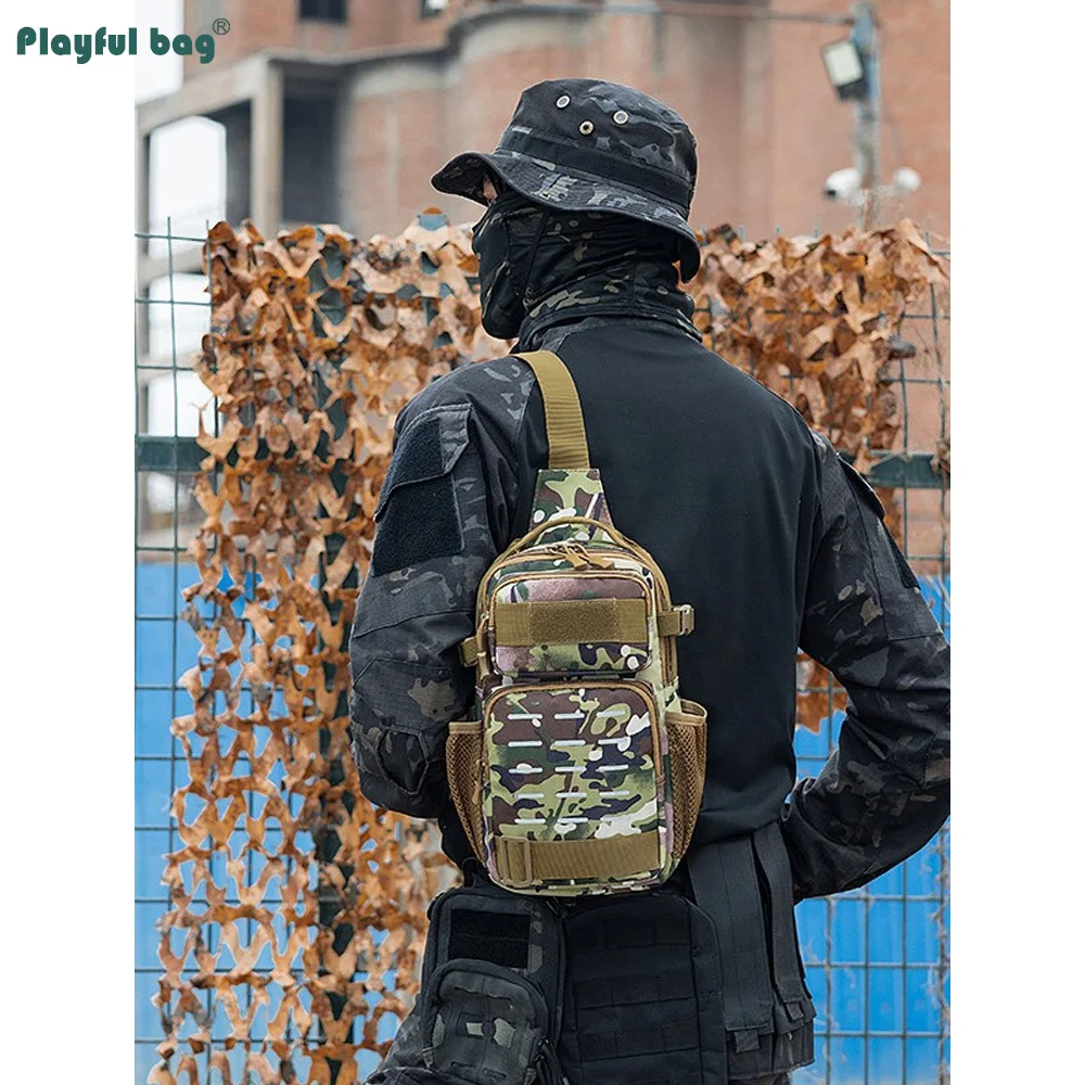 Bolso de pecho de camuflaje para hombre, bolso de hombro de viaje al aire libre, bolsas tácticas de nailon para senderismo, multifuncional AVA337 - imagen 4