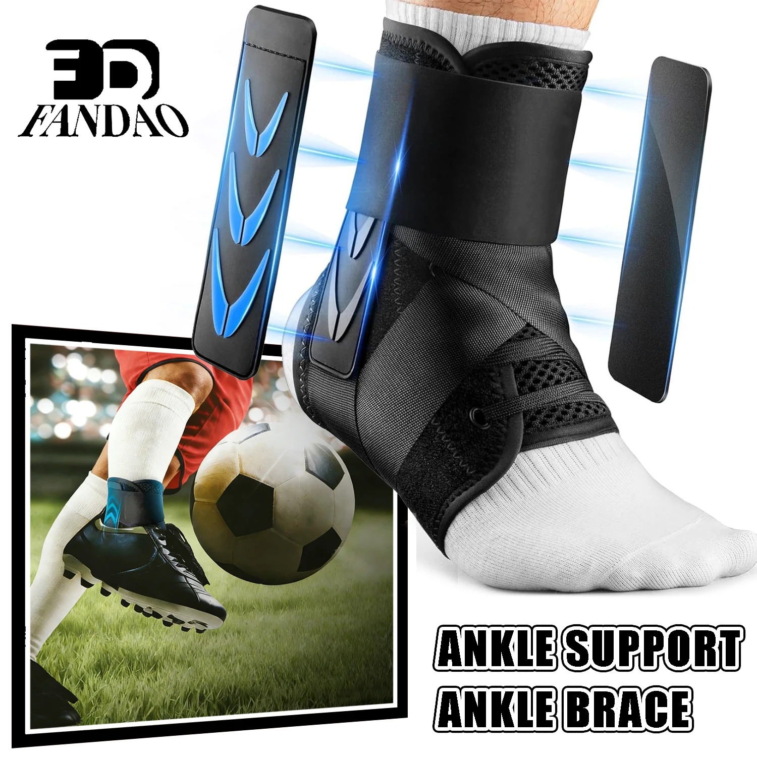 Tobillera para mujeres y hombres, tobillera rápida con cordones y almohadillas estabilizadoras laterales, envoltura de soporte de tobillo ajustable para esguinces, etc.