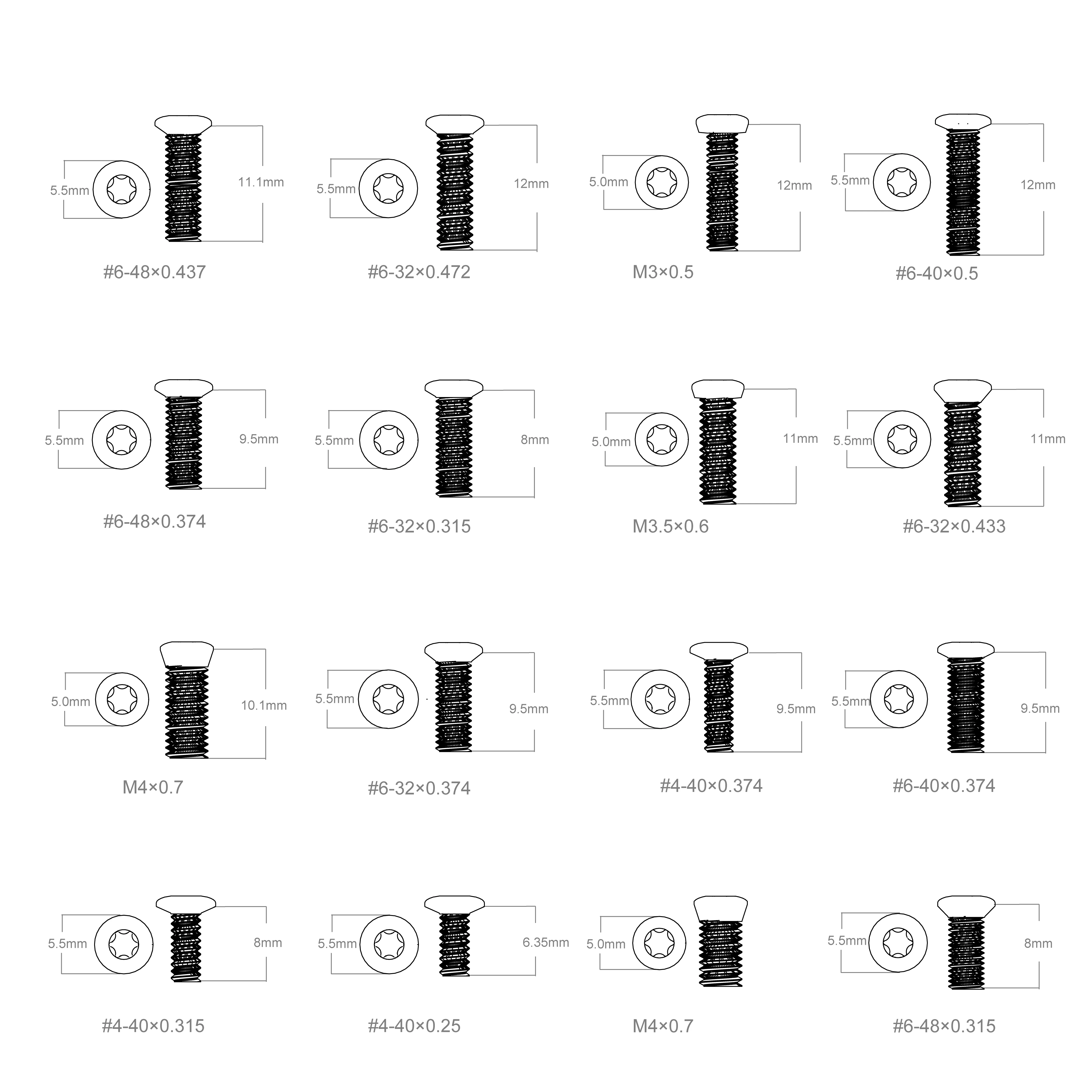 Paquete de Tornillos para Mira Red Dot de Pistola Vector Optics, 16 Conjuntos de Tornillos, Cabezas de 5,5 y 5,0 mm de Diámetro para Ópticas VE y Adaptadores, Armas de Fuego - imagen 3
