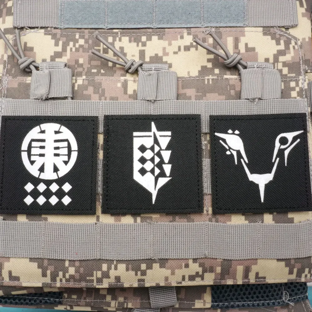 Arknights-insignia de moral reflectante nocturna, parches de gancho y bucle de acero negro, uso internacional, equipo al aire libre, pegatina de mochila - imagen 2