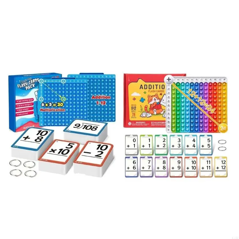 Tarjetas interactivas estudio matemáticas, tarjetas educativas coloridas aritmética para niños, tarjetas papel - imagen 4