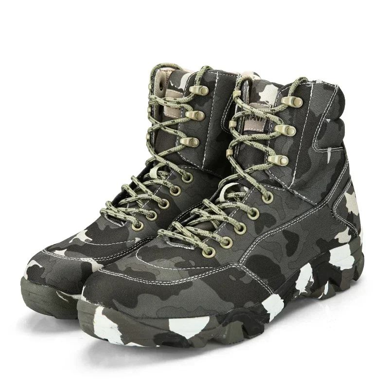 Botas de combate de camuflaje para exteriores para hombre, botas impermeables de lona para senderismo, botines de combate en el desierto, zapatos de trabajo para hombre - imagen 4