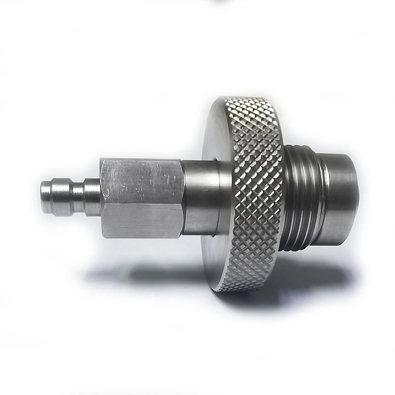 Adaptador de válvula de repuesto de estación de llenado HPA G5/8 Din con enchufe macho de desconexión rápida de 8 mm de acero inoxidable - imagen 4