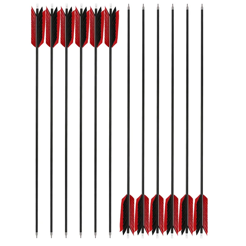6/12 Uds flechas de carbono mezcladas 31,5 pulgadas flecha de tiro con arco pluma de pavo columna vertebral 500 ID 6,2mm OD 7,8mm arco recurvo tiro caza - imagen 5