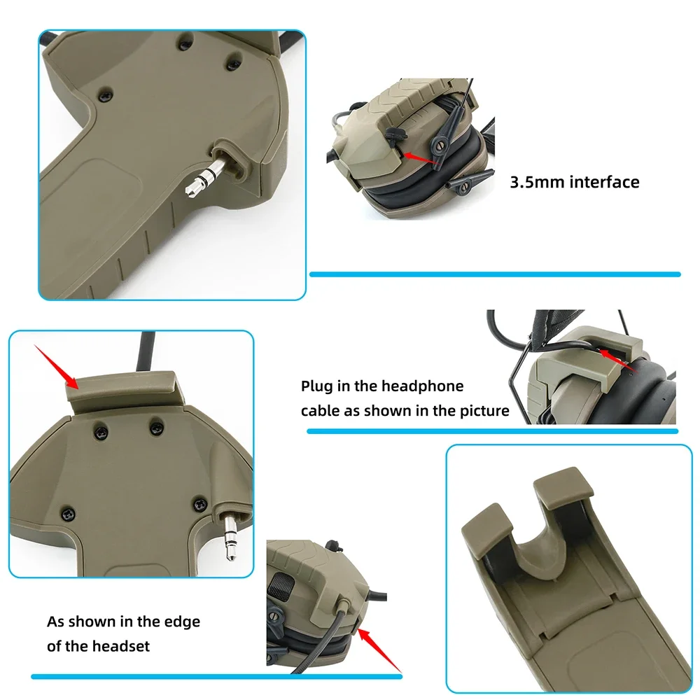 Auriculares tácticos con micrófono Y Line, orejeras electrónicas tácticas U94 PTT para walkie-talkies Baofeng - imagen 5