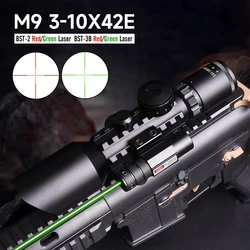 Cros mira táctica 3-10x42E con láser rojo y verde, riel 11 mm