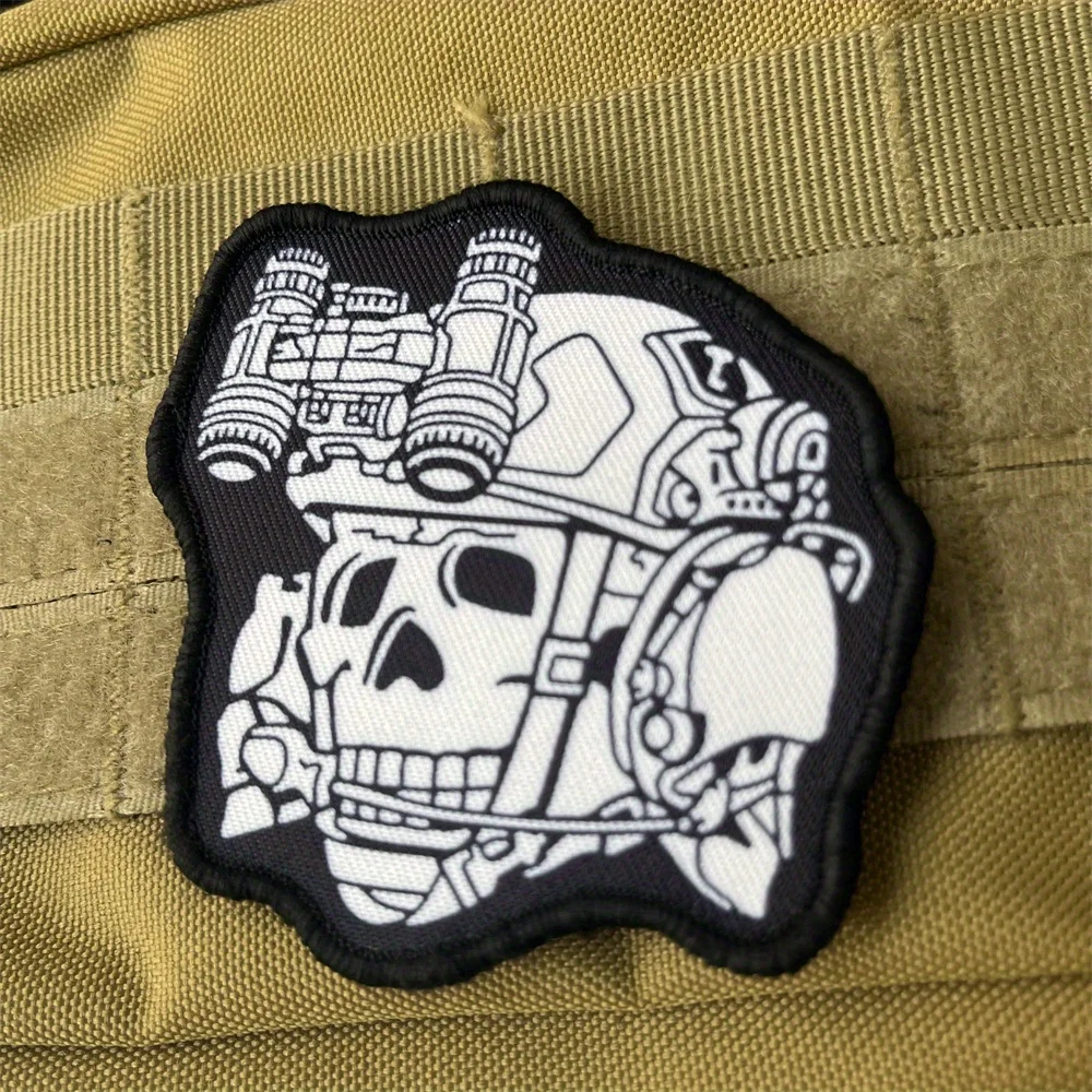 Parche táctico Toten Operator NVG Morale, mochila militar, pegatina decorativa, parches de gancho y bucle impresos con calavera para ropa - imagen 4