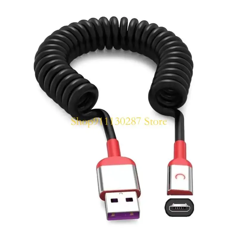 J1HC 66W 5A Tipo carga rápida C Cable U USB CAR Spring USB C Línea transferencia datos cable Collied para accesorios - imagen 2
