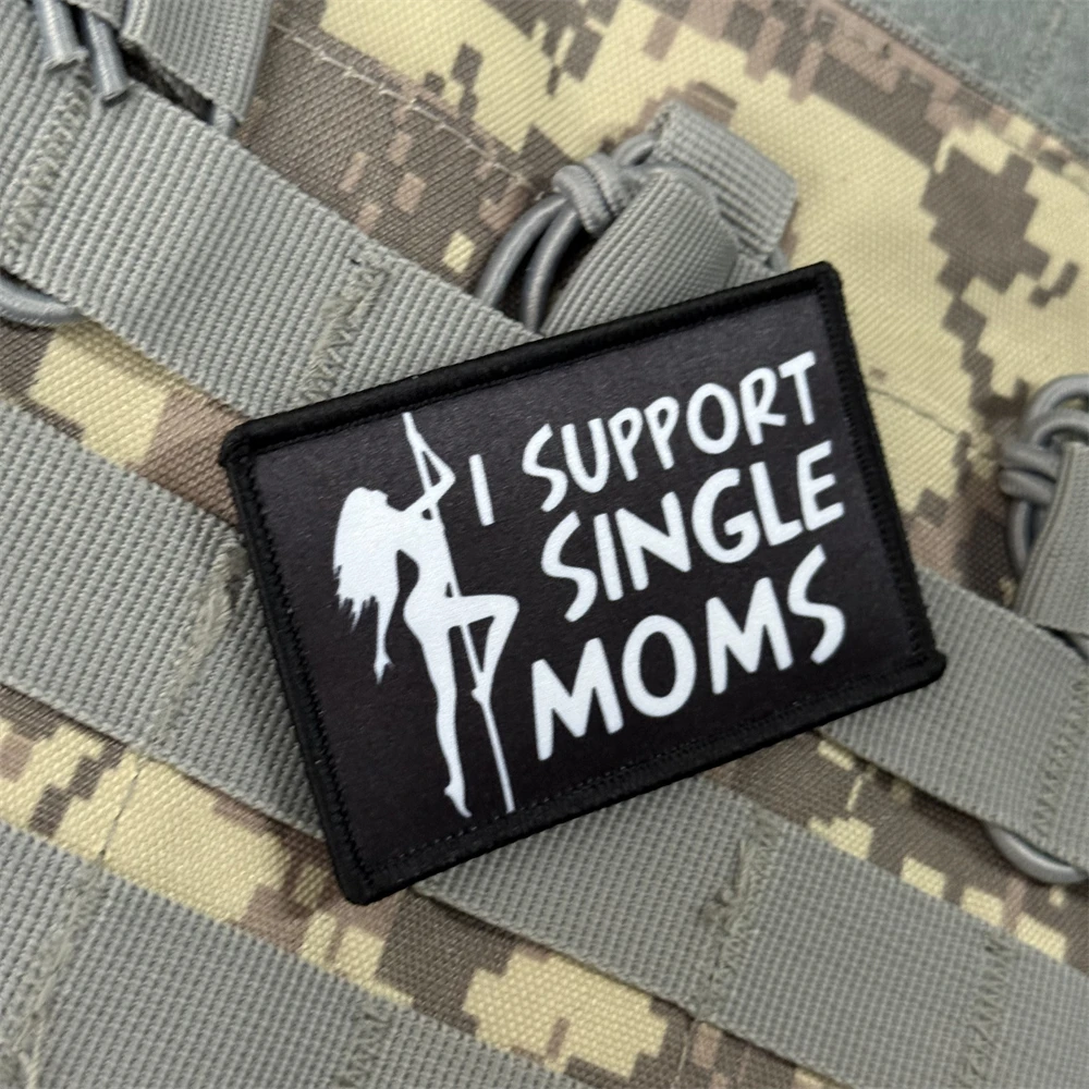 Parche táctico de apoyo para mamás solteras, bandera de EE. UU., gancho y bucle, pegatina para mochila del ejército militar, parches impresos para ropa - imagen 4