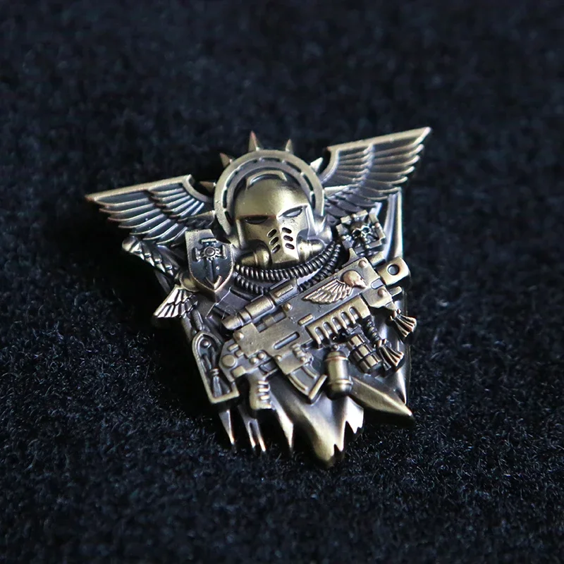 Medalla Conmemorativa de campamento de guerrero de Calavera, insignia de moral de Metal antiguo Retro, pegatina de decoración de mochila, parches de gancho y bucle 3D - imagen 3