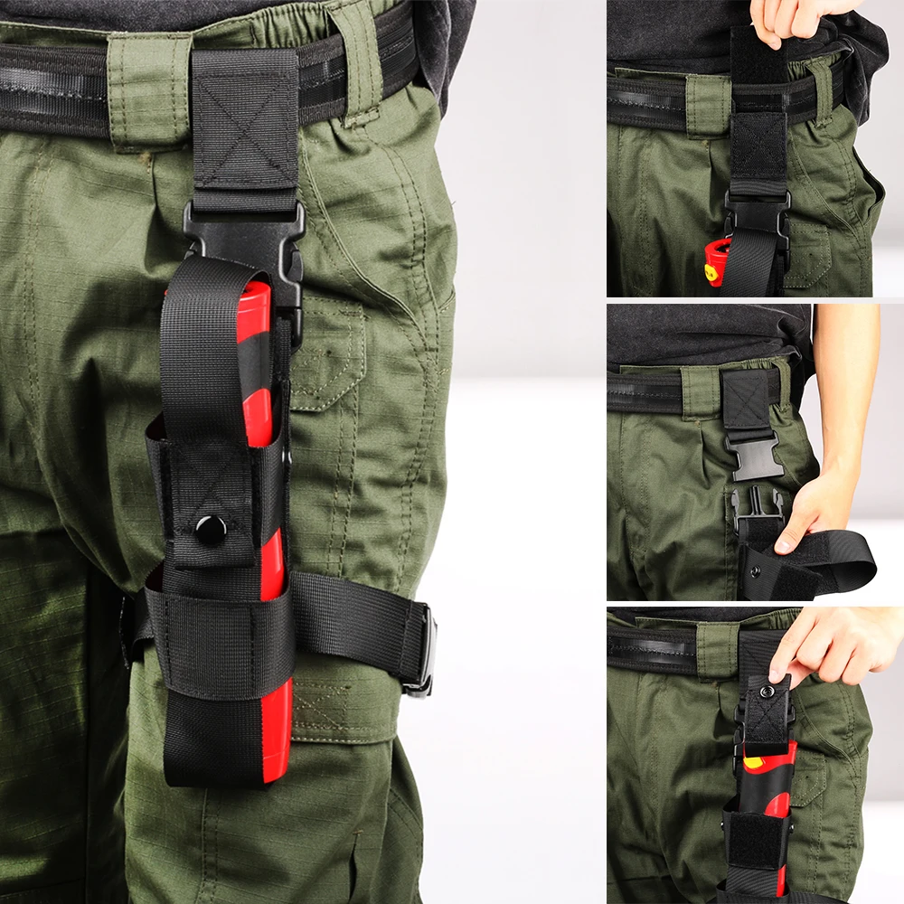 Soporte de mano para pulverizador de fuego, bolsa para botella de agua, bolsa para espray de pimienta para muslo, funda para extintor MK9 con tapa abierta para exteriores - imagen 3