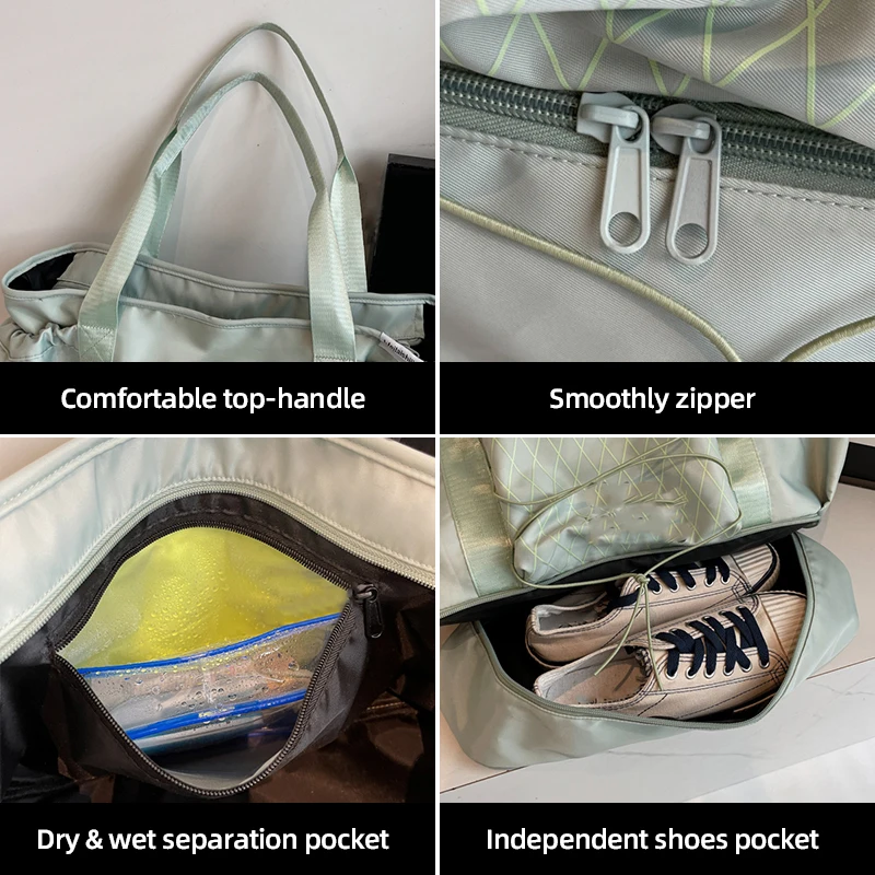 Bolsa de mano para gimnasio y Fitness, bolso para deportes al aire libre, Yoga, zapatos, bolsillo, bolsa húmeda seca, entrenamiento, universidad, portátil, libros, bolso de hombro con cordón - imagen 5