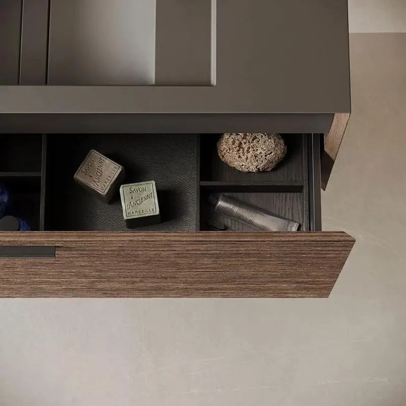 Mueble de baño con lavabo integrado, lavabo de madera maciza moderno y sencillo, combinación de mueble lavabo - imagen 5