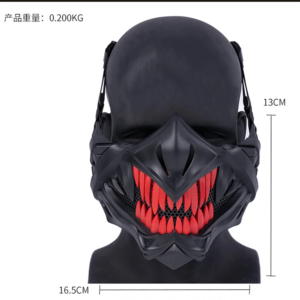 Máscara de murciélago de media cara Airsoft con malla de acero transpirable y cojín de EVA máscara protectora táctica ajustable para juego de Paintball CS - imagen 2