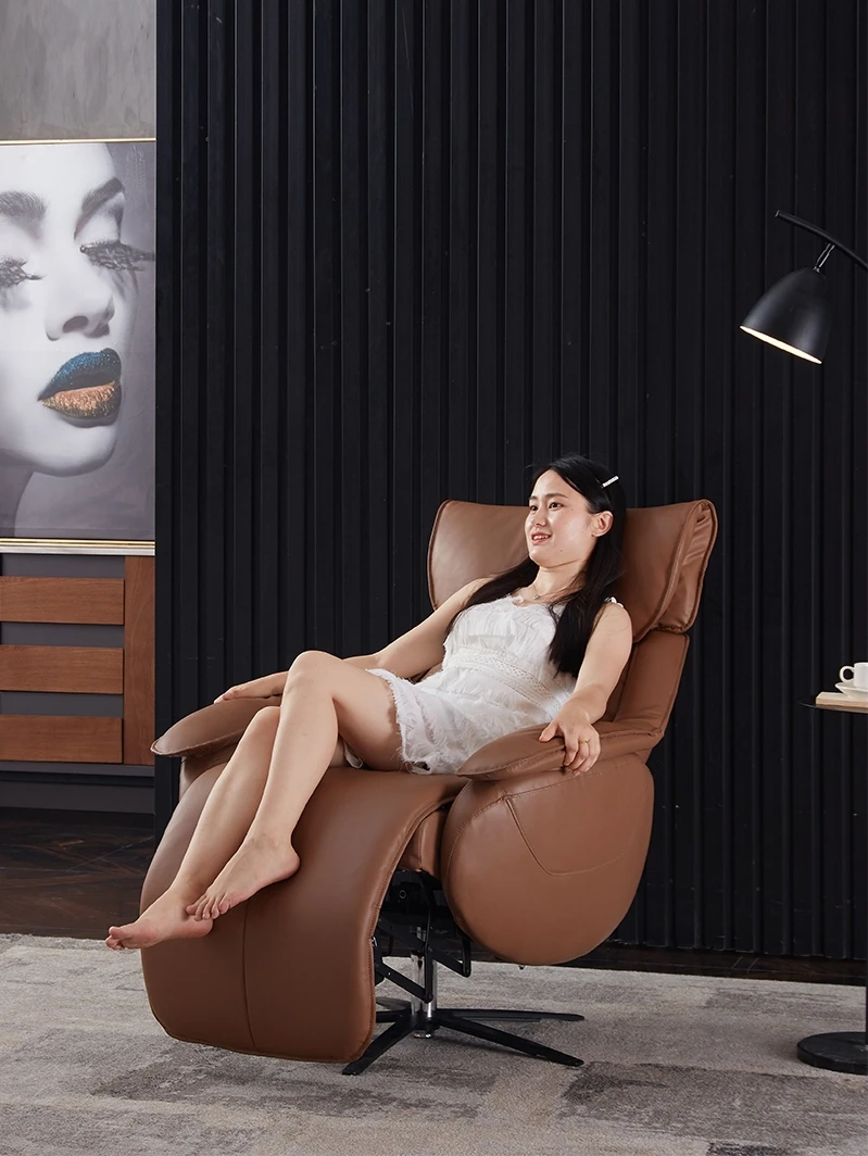 Sofá de cuero de cápsula espacial de primera clase, simple y moderna sala de estar, luz italiana eléctrica multifuncional, Salón boss de lujo - imagen 2