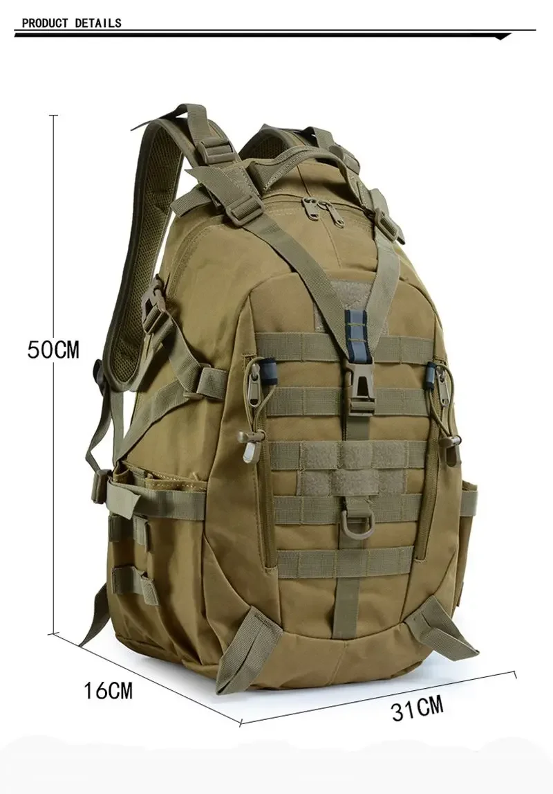 Mochila táctica Molle impermeable militar para exteriores, mochila de viaje para deportes de senderismo y acampada, equipo de caza militar para pesca - imagen 4
