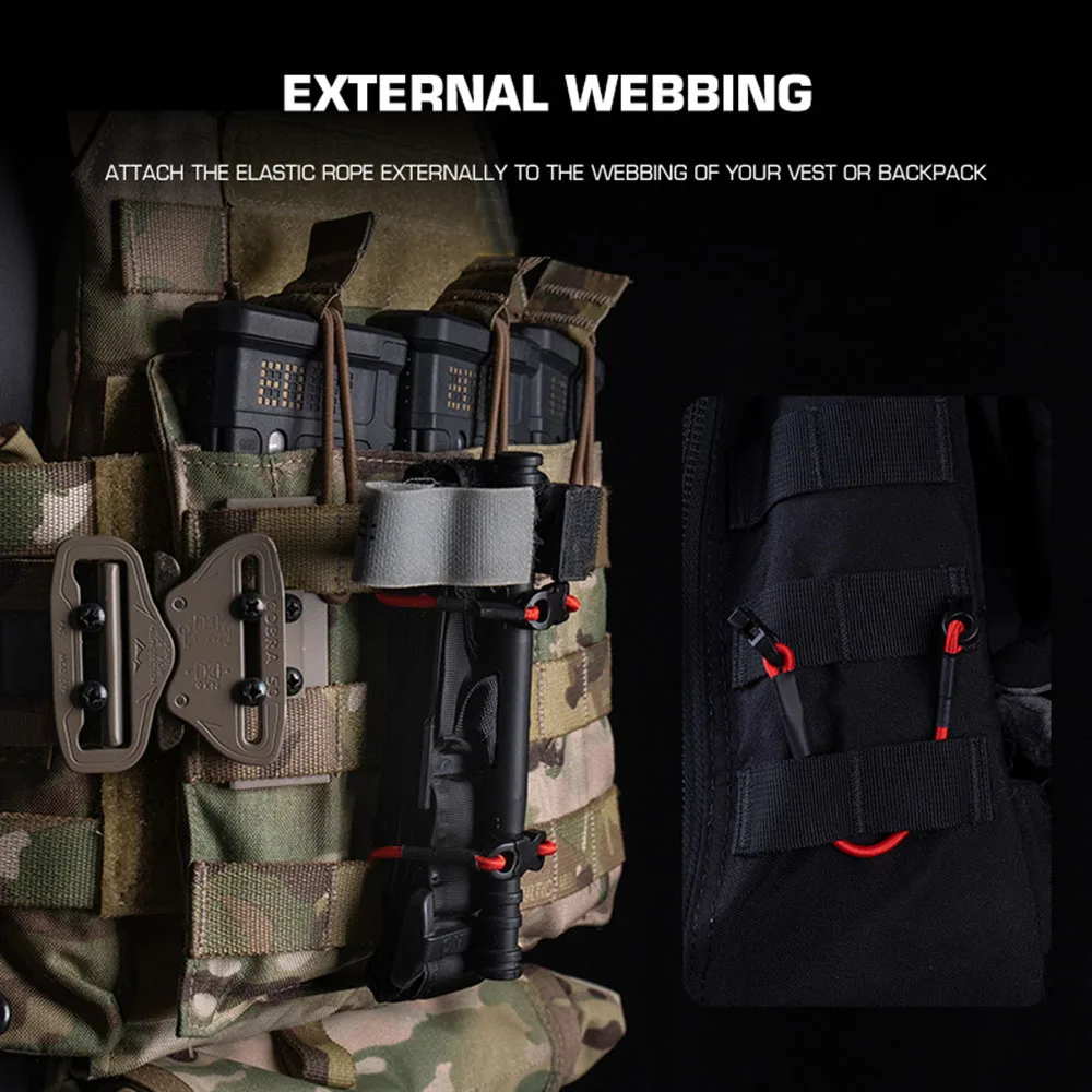 3 unids/set cuerda de fijación multiusos equipo táctico MOLLE organizar cordón elástico para bolsas de chaleco de caza al aire libre - imagen 4