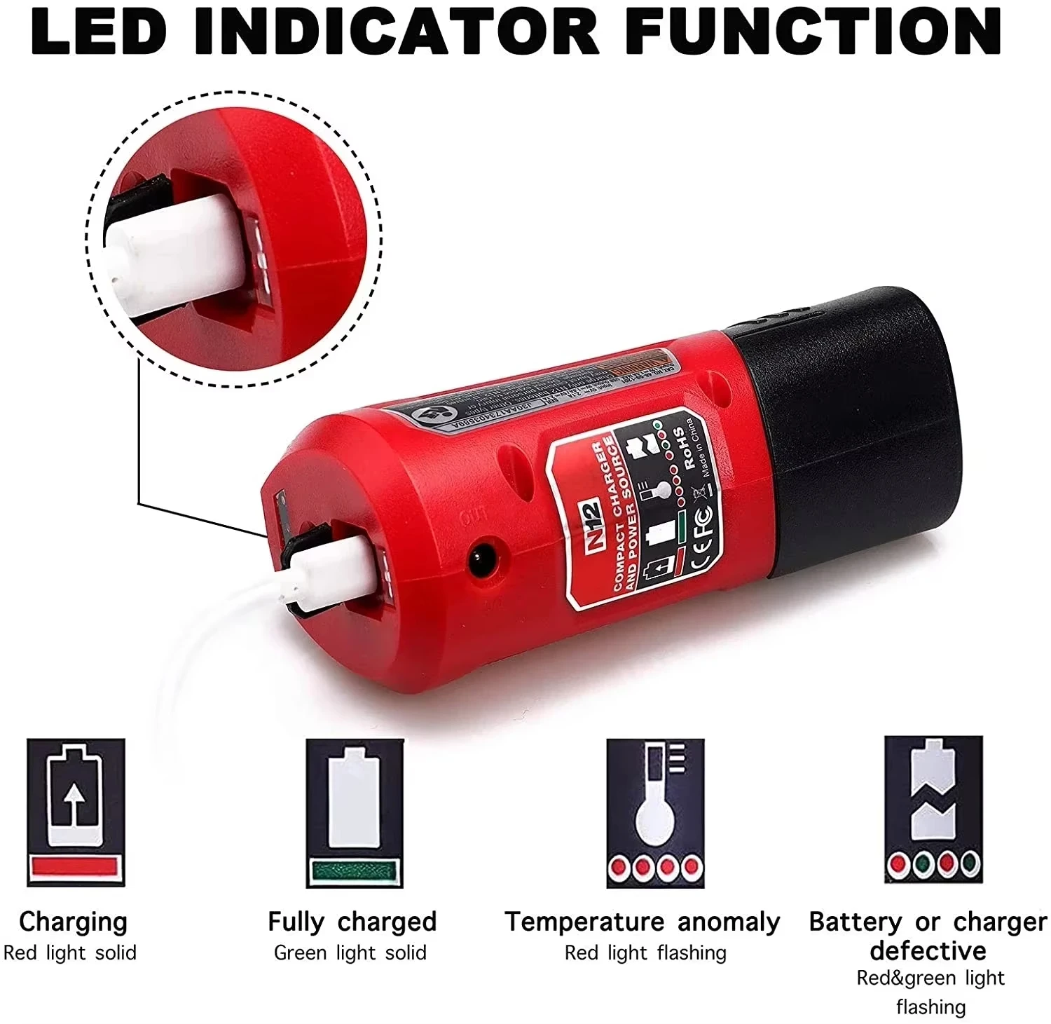 Adaptador de batería de iones de litio para Milwaukee M12, convertidor de cargador N12, adaptador de carga de energía USB, fuente de alimentación para teléfono móvil - imagen 3