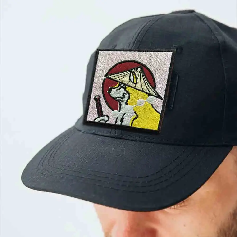 Shiba Inu-cuchillo samurái japonés, parche táctico con gancho y bucle, parche bordado, brazalete, insignia de moral militar, pegatinas para mochila - imagen 4