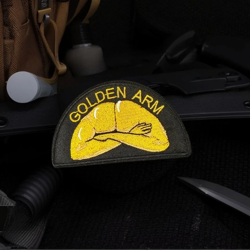 Insignia de moral bordada "Golden Arm", parche táctico con gancho y bucle, brazalete militar, ropa, pegatinas decorativas para mochila - imagen 2