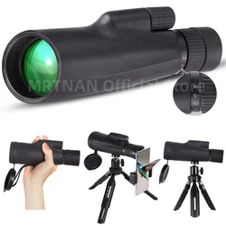 Telescopio Monocular HD con Zoom 10-30x50, Monocular potente para acampar con trípode, Clip para teléfono para ver binoculares de caza de aves