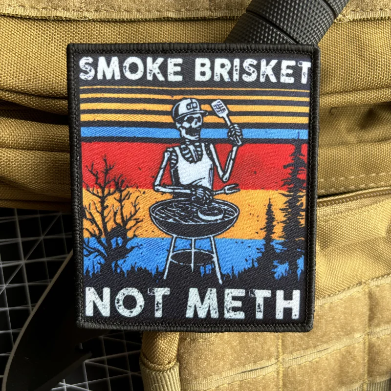 Parche táctico de esqueleto para barbacoa, insignia de moral, pegatina militar para mochila