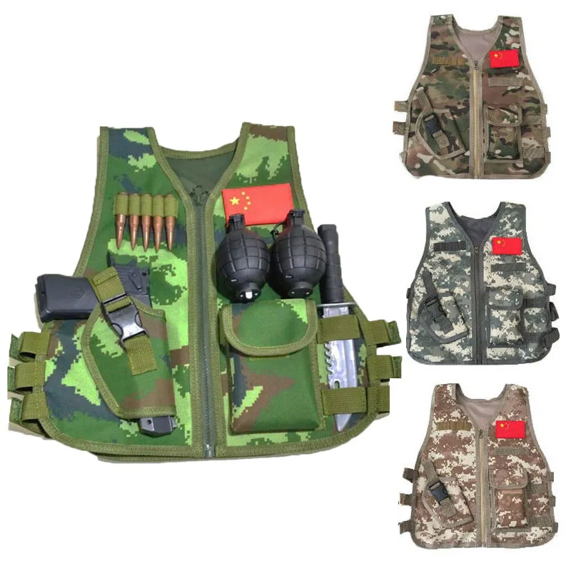 Chaleco de francotirador militar táctico del ejército para niños, uniforme de camuflaje de caza, ropa de combate en la jungla, chaleco de juego CS para niños - imagen 2