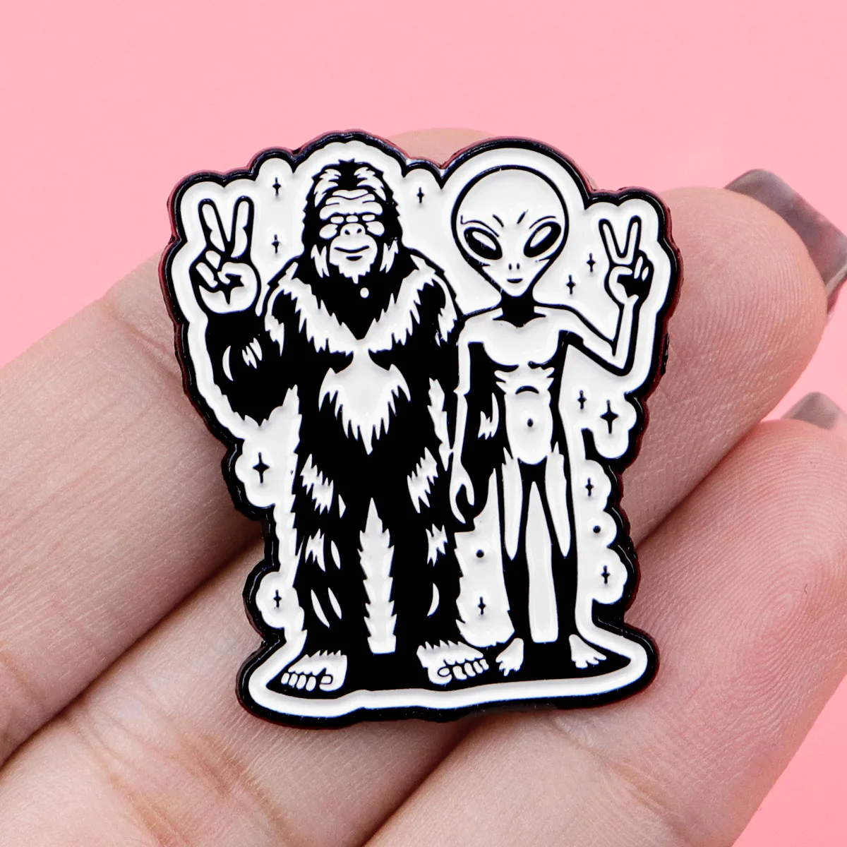 Alfileres esmaltados de Sasquatch y Alien Peace, broches de dibujos animados, insignias de solapa, decoración de joyería, regalo de joyería divertido para niños y amigos - imagen 4