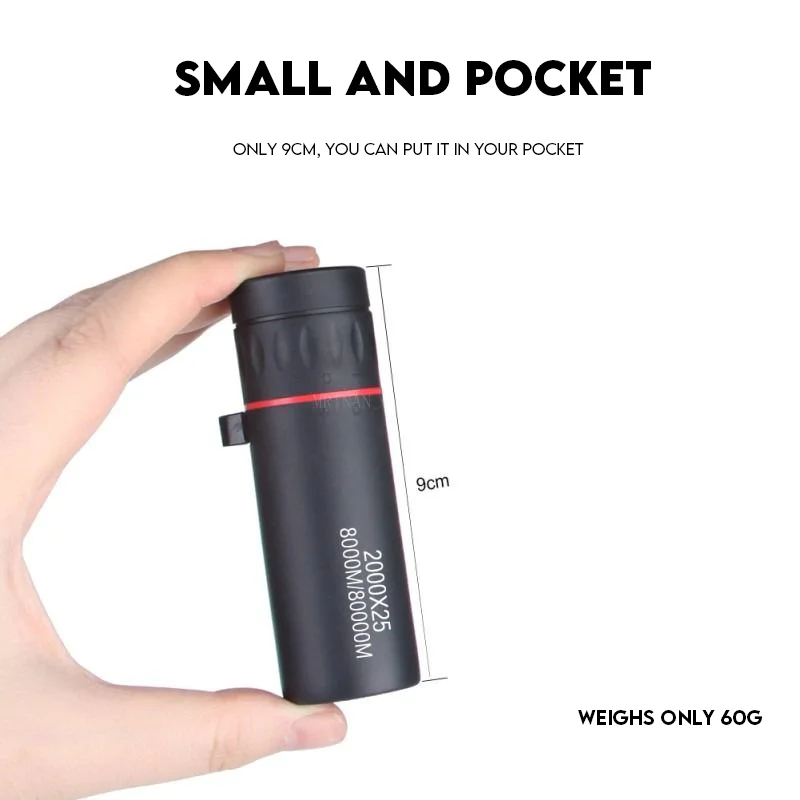 Telescopio Monocular portátil para teléfono móvil, minitelescopio HD de 2000x25 con soporte para acampar al aire libre, caza y observación de aves - imagen 5