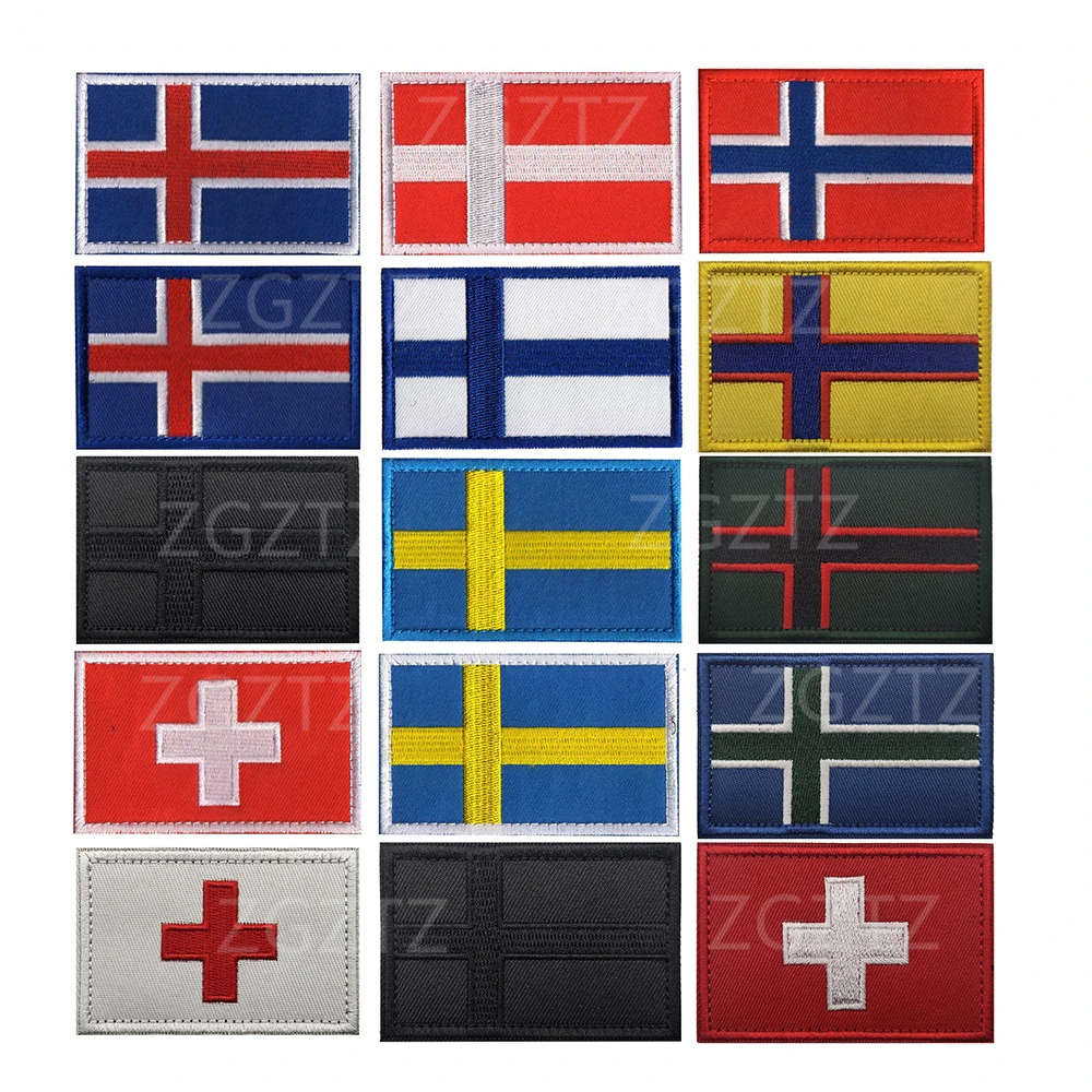 Suecia Noruega Dinamarca Islandia Finlandia Suiza bandera bordada IR parches reflectantes emblema apliques pegatina tira insignias - imagen 2