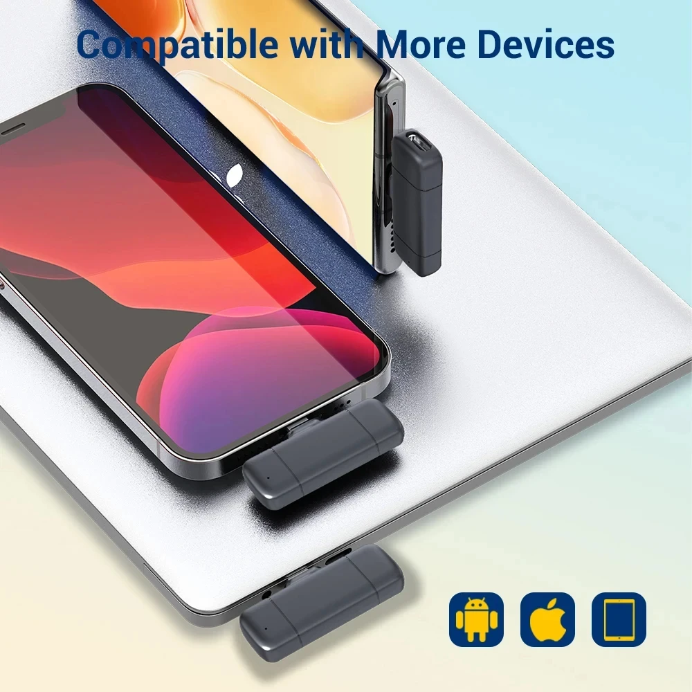 Micrófono Lavalier inalámbrico, estuche de carga, micrófono portátil, grabación de Audio y vídeo para iPhone, Android, Notebook, micrófono para juegos en vivo - imagen 3