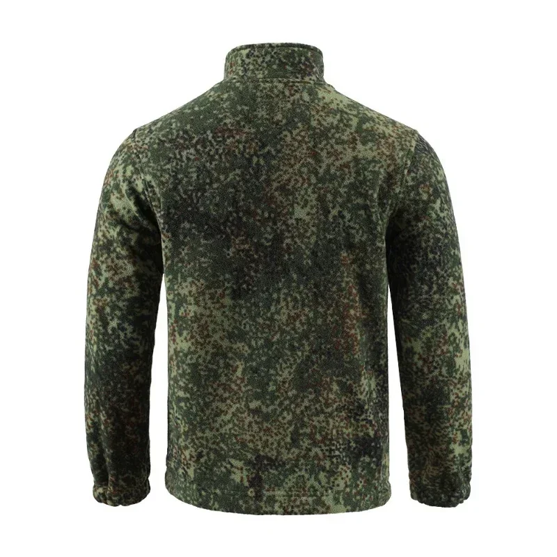 Chaqueta de lana con cuello levantado de camuflaje para exteriores, cárdigan de doble cara, abrigo de carga, tanque interior, cortavientos tácticos, deportes para correr - imagen 3