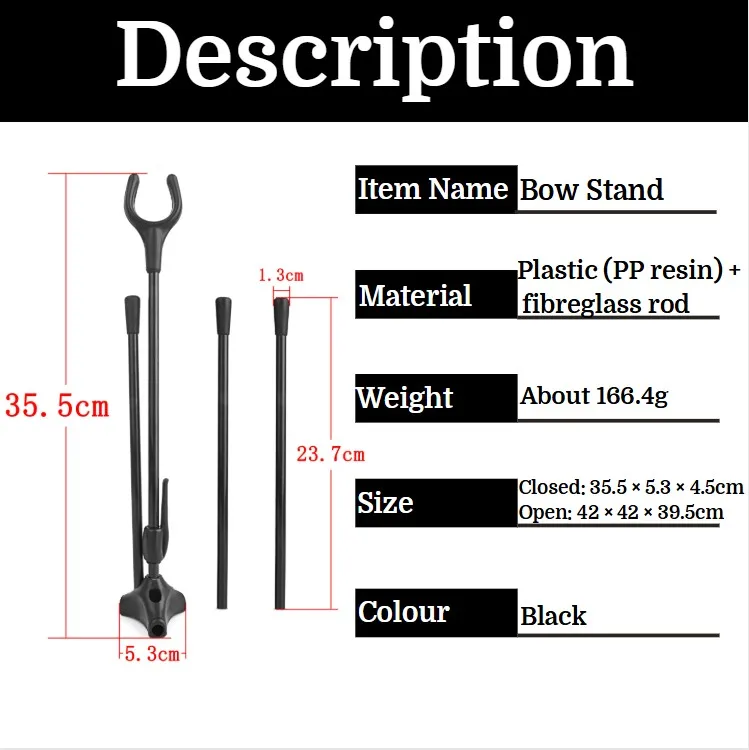 Soporte para arco recurvo para exteriores, soporte negro desmontable, portátil, plegable, Ideal para tiro con arco, accesorios de caza, 1 ud. - imagen 5